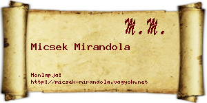 Micsek Mirandola névjegykártya